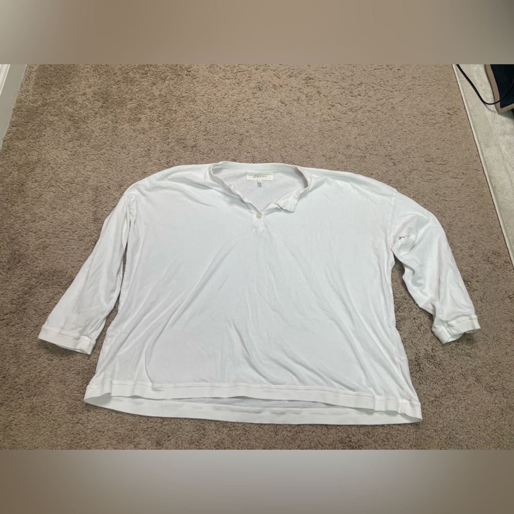 The Great.  White Button Henley Tee / Sz 1 Small